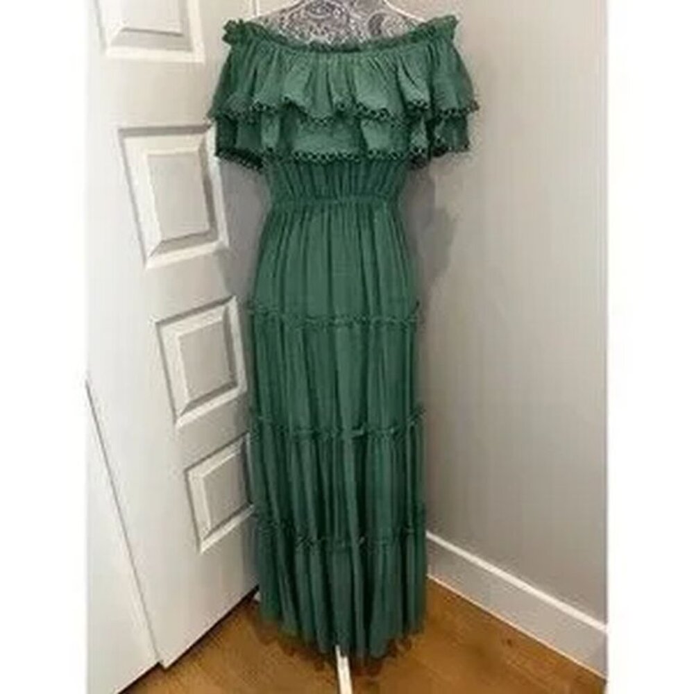 Maxi Dress Green Wmn's Sz Med. Dress Linen  Look Super comfy Cotton